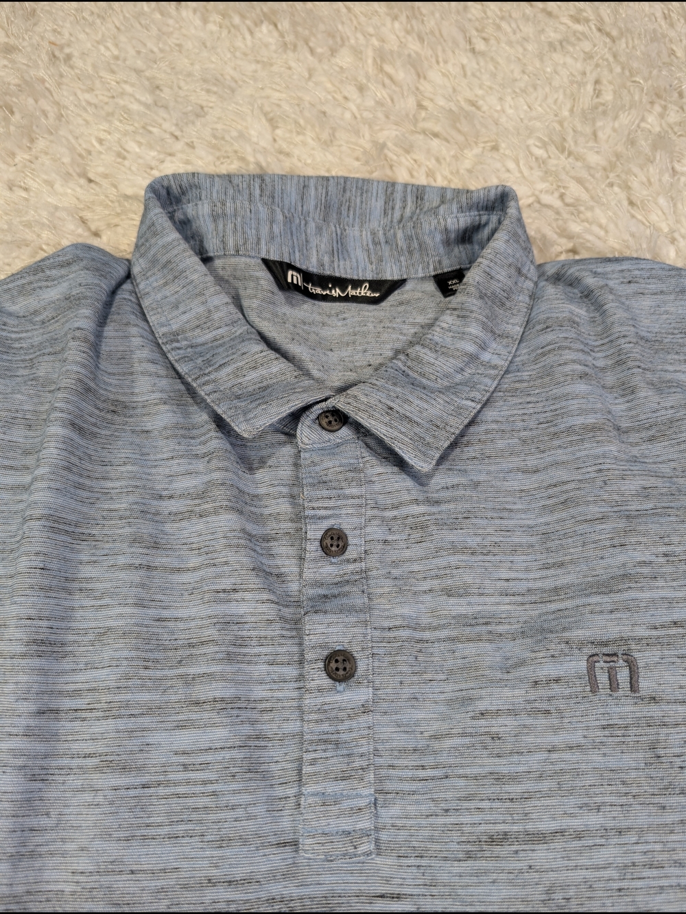 Travis Mathew Men's Light Blue Heather Polo Shirt